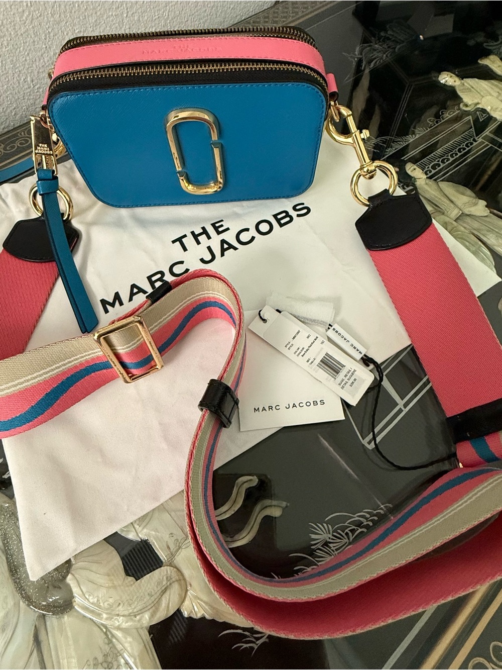 Marc Jacobs Colorblock Snapshot Crossbody in Blue and Pink
